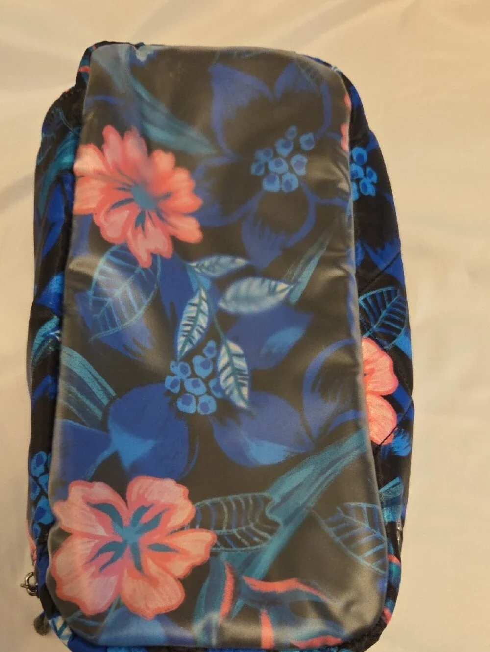 lug Floral Quilted Stowaway Bag in Black, Blue & Coral - Picture 5 of 5